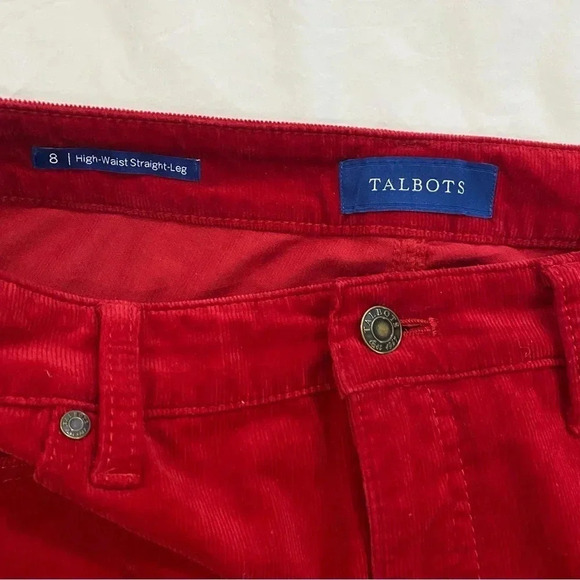 TALBOTS women’s  Red High-Waist Straight-Leg corduroy pants size 8 W29 - Picture 7 of 12